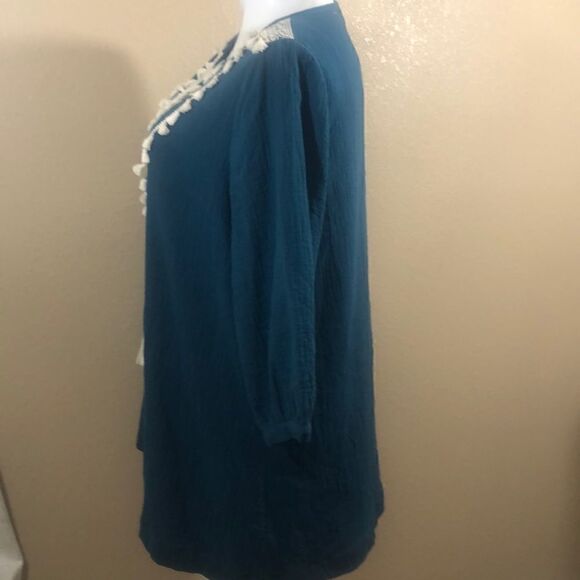 Umgee teal tassels shift dress large - Picture 3 of 5